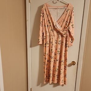 Source Unknown Orange Pink Long Sleeve Sundress for Weddings
